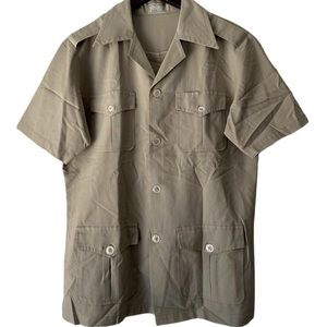 1960s 60s Vintage Tailored Safari Jungle Savannah Field Short-Sleeve Shirt XL